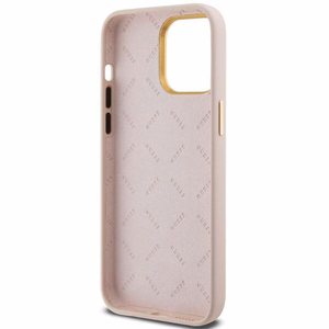 Guess Silikoninen Script Metal Logo & Frame Suojakuori iPhone 15 Pro Maxille - vaaleanpunainen