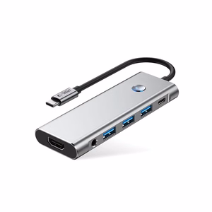 Tech-Protect HB04 HUB Sovitin 9in1 USB-C + USB2.0 + USB3.0 + HDMI 4K 60Hz + SD / TF + PD100W + AV3.5 - harmaa