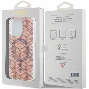 Guess IML GCube MagSafe Suojakuori iPhone 15 Pro:lle - vaaleanpunainen