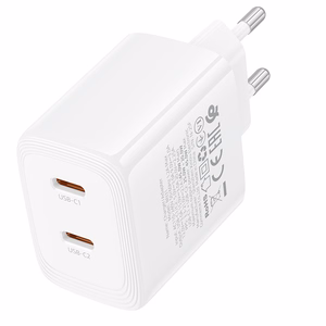 Borofone Wall charger BN31 Cargador GaN - 2xType C - QC 3.0 PD 45W white
