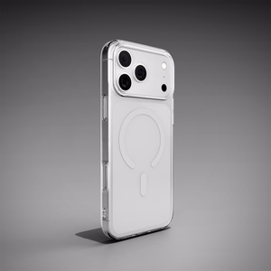 Puro Lite Mag TPU+PC suojakuori MagSafe-yhteensopiva iPhone 17 Pro:lle - läpinäkyvä valkoisella renkaalla