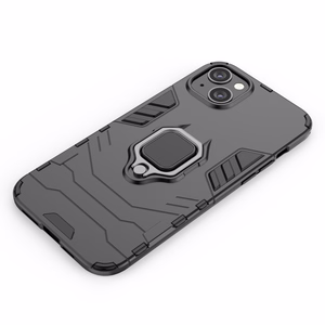 Ring Armor tapauksessa iPhone 14 panssaroitu kansi magneettinen haltija rengas musta