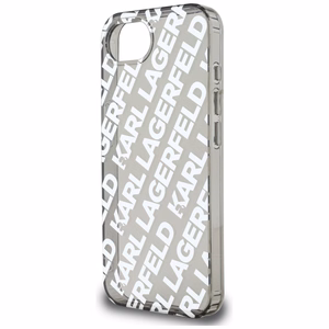 Karl Lagerfeld IML Repeat Logo Alkuperäinen Pussi iPhone 17e/16e:lle - Hopeinen