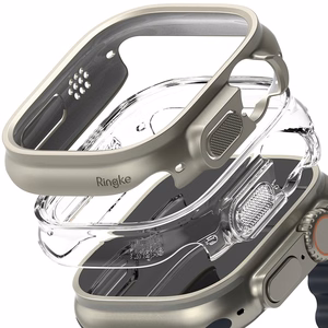 Ringke Slim 2-pack Suojakuori Apple Watch Ultra 1/2 (49mm) - Läpinäkyvä & Titanium