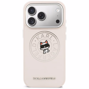 Karl Lagerfeld Point & Choupette Sketch MagSafe -suojakuori iPhone 17 Pro Max:lle vaaleanpunainen