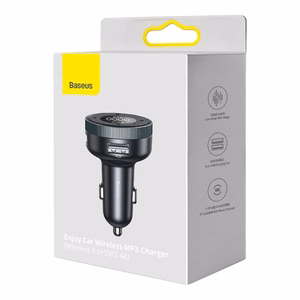 Auton laturi + FM-lähetin BASEUS (CCLH-01) (2xUSB bluetooth 3.4A) musta