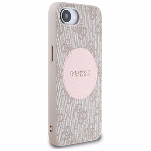 Guess HC MagSafe PU 4G Circle with Classic Logo Suojakuori iPhone 16e:lle - Vaaleanpunainen