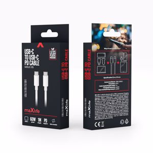 Maxlife MXUC-05 kaapeli USB-C - USB-C 1,0 m 60W valkoinen