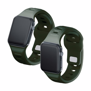 3mk-silikoniranneke Apple Watchille, 42/44/45/46/49 mm, tummanvihreä, suuri koko