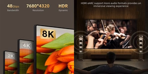 Aktiivinen kuituoptinen kaapeli HDMI 2.1, 8K, 60Hz, 50m, 48Gbps, kultapinnoitettu