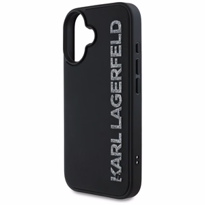 Karl Lagerfeld HC 3D Rubber Elongated Glitter Suojakuori iPhone 16:lle - musta