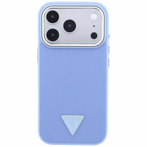 Guess Grained Triangle Logo -suojakuori laitteelle iPhone 18 Pro / 17 Pro, MagSafe-yhteensopiva – sininen