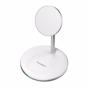 Magneettinen langaton laturi telineellä CHOETECH, 2in1, 15W, valkoinen