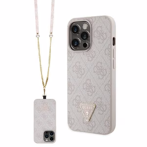 Guess GUHCP13LP4TDSCPP Suojakuori iPhone 13 Pro / 13:lle - vaaleanpunainen Crossbody 4G Metal Logo