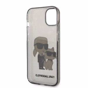 Karl Lagerfeld Glitter Karl&Choupette suojakuori iPhone 14 Plus:lle - musta