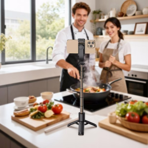 Acefast E42 selfiekeppi automaattisella jalustalla ja Bluetooth-kaukosäätimellä 63 cm - musta