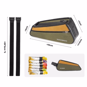 Rockbros 088 Top Tube Bike Bag 0.25L - Green and Orange