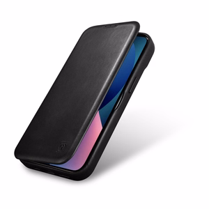 iCarer CE Öljyvaha Premium Nahka Folio Case Nahkakotelo iPhone 14 Plus Magneettinen Flip MagSafe Musta (AKI14220707-BK)