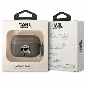 Karl Lagerfeld KLAPHNIKTCK musta suojus AirPods Pro:lle Karlin pää