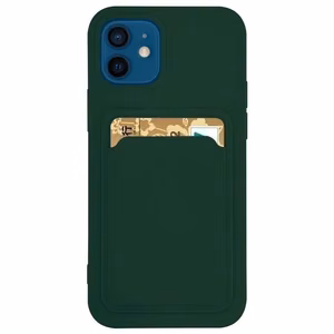 Korttikotelo Silikoni lompakko asia korttipaikka asiakirjat Xiaomi Redmi 10X 4G / Xiaomi Redmi Note 9 tummanvihreä