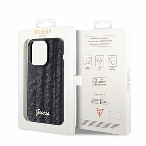 Guess Disco Metal Script -suojakuori iPhone 14 Pro Maxille - musta