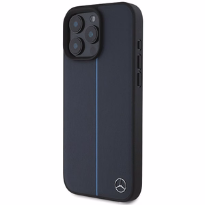 Mercedes MB Blue Line Nahkainen MagSafe Suojakuori iPhone 16 Pro Max:lle - Laivastonsininen