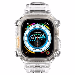 Spigen Rugged Armor Pro -suojakuori ja hihna Apple Watch Ultra 49 mm:lle (läpinäkyvä)