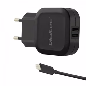 Qoltec 50188 mobiililaitteen laturi kannettava tietokone, älypuhelin, älykello, tabletti, puhelin, yleislaturi, musta, AC/DC, sisäkäyttö