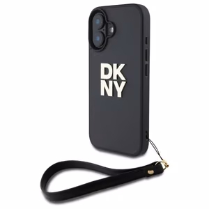 DKNY Wrist Strap Stock Logo Suojakuori iPhone 16:lle - musta