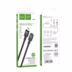 Sovitin Hoco (U107) USB-C - USB-C (OTG) 3A 1,2m musta