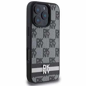 DKNY Checkered Pattern Painetut Raidat Suojakuori iPhone 16 Pro:lle - Musta