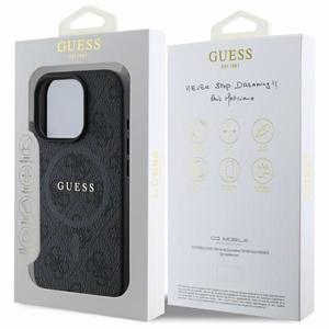 GUESS PU 4G Ring Classic Logo MagSafe Suojakuori GUHMP16XG4GFRK iPhone 16 Pro Max:lle - Musta