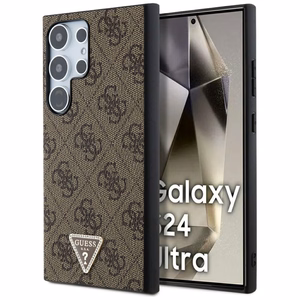 Guess Grip Stand 4G Triangle Strass Suojakuori Samsung Galaxy S24 Ultra:lle - ruskea