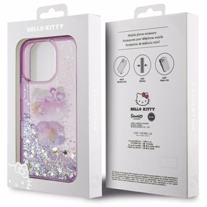 Hello Kitty Liquid Glitter 50TH Anniversary Party Suojakuori iPhone 16 Pro:lle - violetti