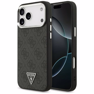 Guess 4G Triangle Logo MagSafe suojakuori mallille iPhone 17 Pro Max / 18 Pro Max – musta ja hopea