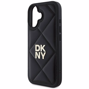 DKNY Quilted Stack Logo iPhone 16:lle Suojakuori - Musta