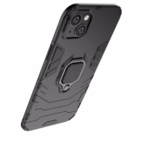 Ring Armor tapauksessa iPhone 14 panssaroitu kansi magneettinen haltija rengas musta