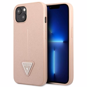 Guess GUHCP13SPSATLP iPhone 13 mini 5.4" vaaleanpunainen/vaaleanpunainen kova kotelo SaffianoTriangle Logo