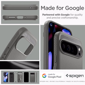 Spigen Rugged Armor -suojakuori Google Pixel 9 Pro XL:lle - harmaa