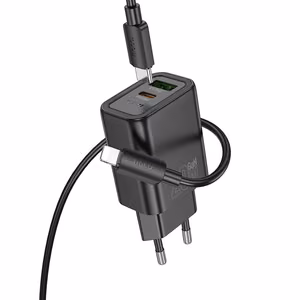 Puhelinlaturi Hoco USB-A + USB-C QC3.0 PD 3A 20W + USB-C - Lightning -kaapeli N61 musta