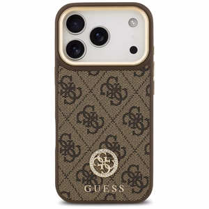 Guess 4G Strass Logo & Big Strap Metal Buttons MagSafe suojakuori iPhone 17 Pro - ruskea