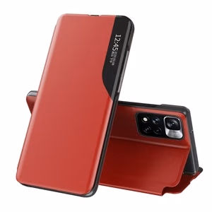 Eco Leather View Case Elegant Flip Cover with Stand Function Poco M4 Pro 5G Red