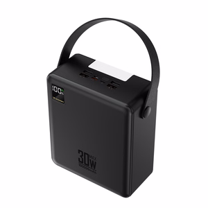 Wozinsky W8-B 100000mAh 30W varavirtalähde, 2xUSB-A, 2xUSB-C, taskulampulla, musta