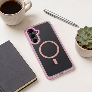 Case for Samsung A56 Frame Clear Hybrid Mag Cover compatible with MagSafe powder pink