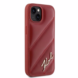 Karl Lagerfeld Diagonal Quilted Script Suojakuori iPhone 15 / 14 / 13:lle - punainen