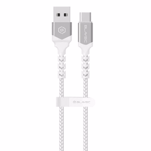 Blavec Raptor punottu Kaapeli - USB - Type C - PD 66W 6A 2 metriä Apple CarPlay/Android Auto (CRA-UC6WS20) valkoinen-hopeinen