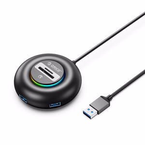 Orico YXR5-U3 RGB USB Hub 4-Port USB-A 3.0 with SD and microSD Card Reader 0.3m - Black