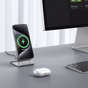 Blavec induktiivinen laturi BQI-01 Qi2 15W magneettinen Magsafe + Raptor kaapeli type C - type C (BQI01-QI2MS) hopeinen