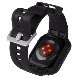 Spigen Rugged Armor Pro -kotelo hihnalla Apple Watch 4 / 5 / 6 / 7 / 8 / SE (44/45 mm) - musta