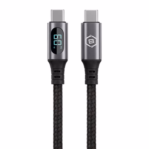 Blavec Zumi punottu kaapeli – Type C–Type C – PD 60W 3A, LCD-näyttö, 1 m, Apple CarPlay/Android Auto (CZU-CC3B10), musta